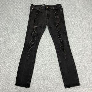 Argonaut Jeans Mens 32x29 Black Ultra Slim Skinny Ripped Denim Stretch Punk Rip